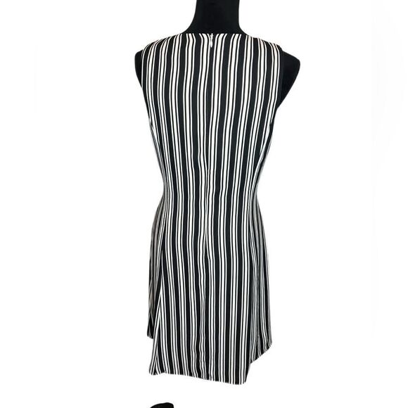 BANANA REPUBLIC STRIPED BLACK & WHITE SLEEVELESS ALINE DRESS WOMENS SIZE 10 - Picture 9 of 11